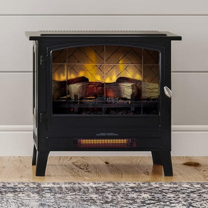Country Living Infrared Freestanding Electric Fireplace Stove Heater in Black | by CountryLivingHearth