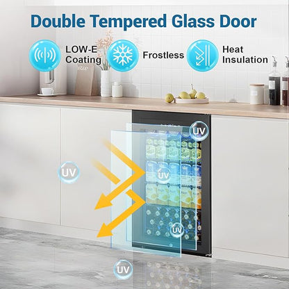 Mini Fridge 3.2 Cu.Ft Small Beverage Refrigerator 126 Can Lockable Drink Cooler - Image 6