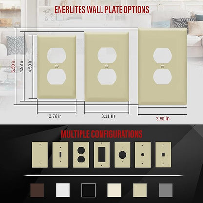 ENERLITES Duplex Receptacle Outlet Wall Plate, Jumbo Electrical Outlet Covers - Image 3