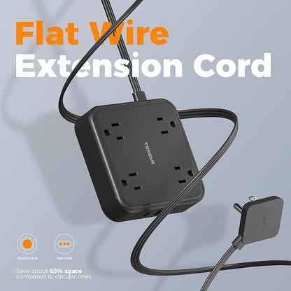 Surge Protector Flat Extension Cord 5FT, TESSAN Flat Plug Power Strip - Image 7