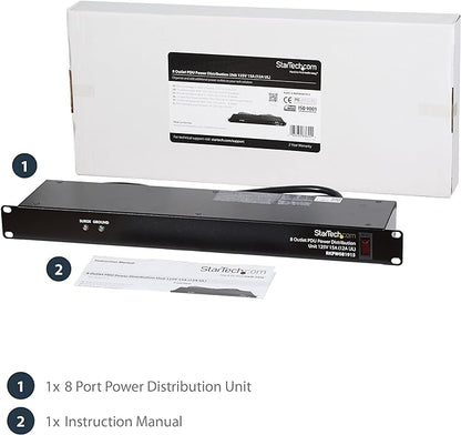 StarTech.com 8 Outlet Horizontal 1U Rack Mount PDU Power Strip - Image 6