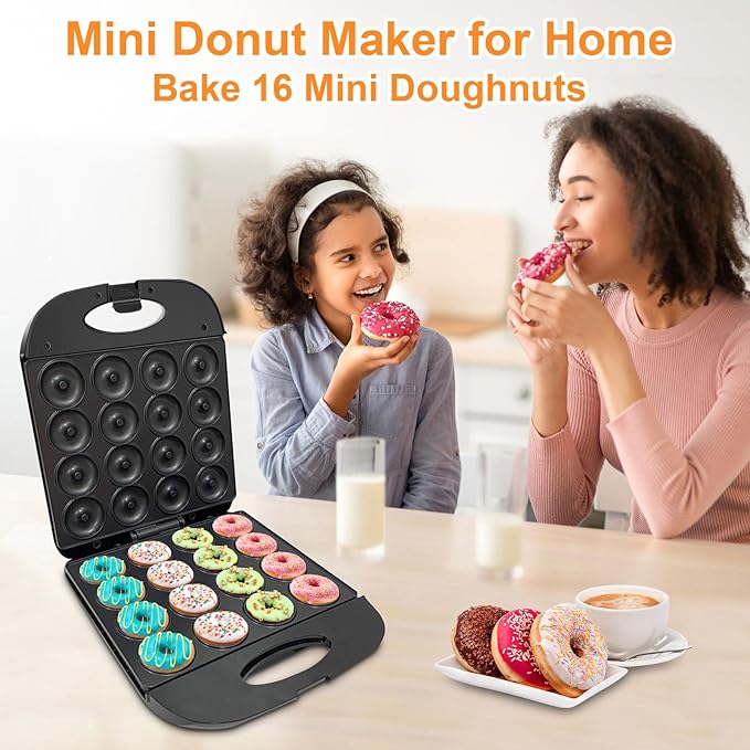 2025 Mini Donut Maker Machine for Home, Kid-Friendly 16-Hole Electric Doughnut - Image 2