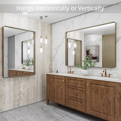 LOAAO 40”X32” Bronze Bathroom Mirrors - Image 4