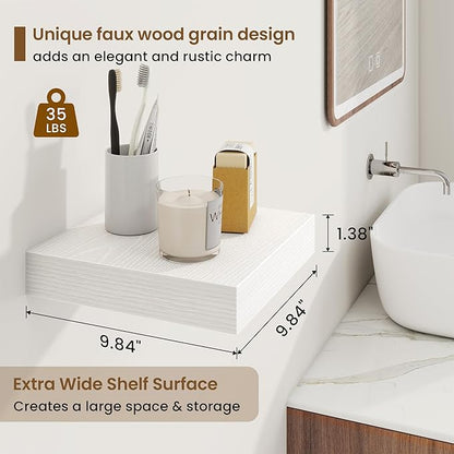 Square Floating Shelves for Wall, 3 Packs Small Wall Mounted Engineered Wood - Image 3