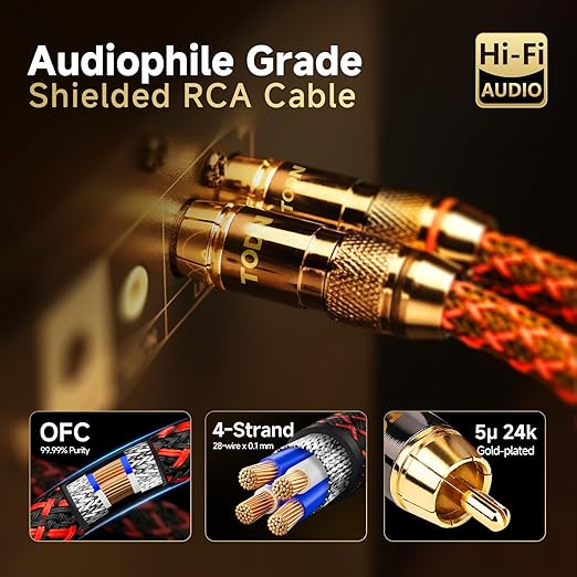 TODN Audiophile RCA to RCA Audio Cable - Image 3