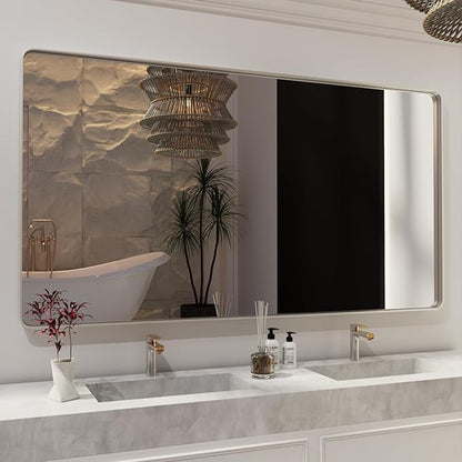 ISKM Large Silver Wall Mirror, 72 x 40 Inch Metal Silver Frame Mirror by ISKM-IStillKeepMovin