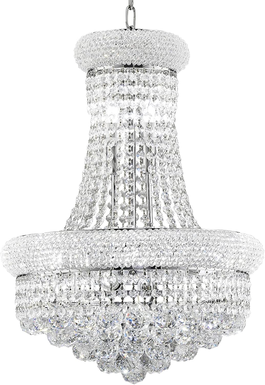 10 lights chrome finish empire crystal chandelier lighting, main product view