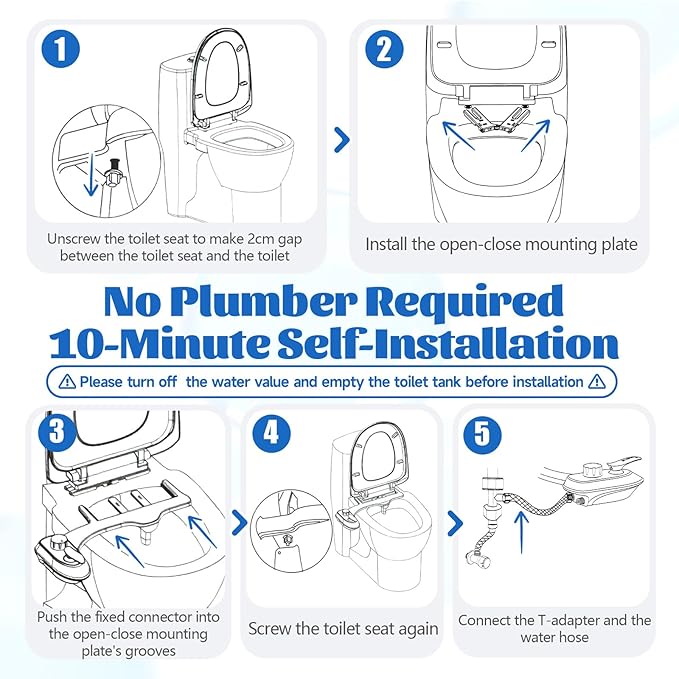 Toilet Attachment for Toilets Seat, Self-Cleaning Hot&Cold Water Bidet-Toilet - Image 5