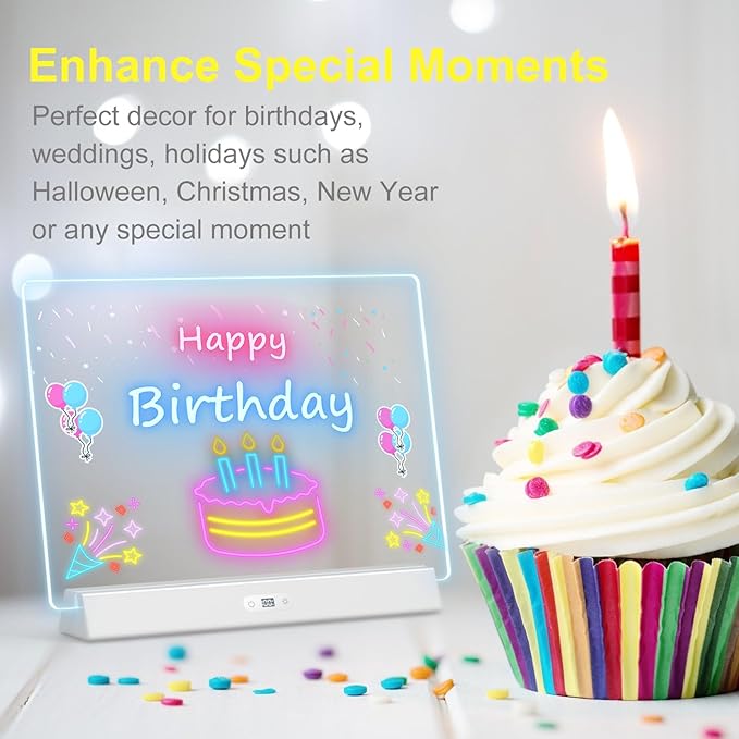 LED Note Board with Colors, Rechargeable 17-Inch Doodle Glow 9-Mode Light Up - Image 5