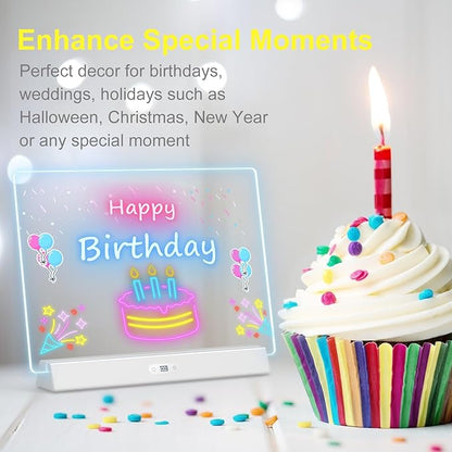 LED Note Board with Colors, Rechargeable 17-Inch Doodle Glow 9-Mode Light Up - Image 5