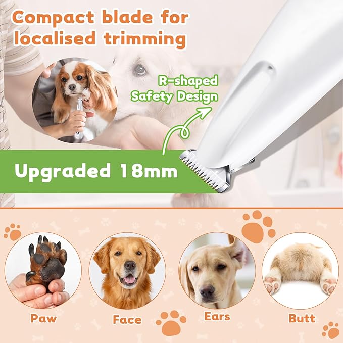 Dog Paw Trimmer with LED Light, 18mm Widen Blade, 35dB Low Noise, LED Display - Image 2