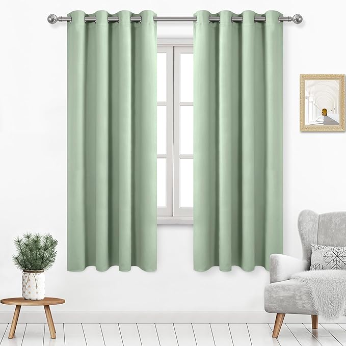 DWCN Light Green Room Darkening Blackout Curtains, Thermal Light Blocking Drapes by DWCN