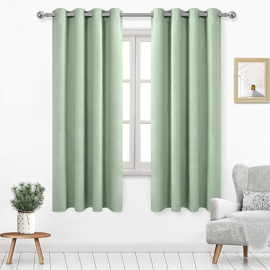 DWCN Light Green Room Darkening Blackout Curtains, Thermal Light Blocking Drapes by DWCN
