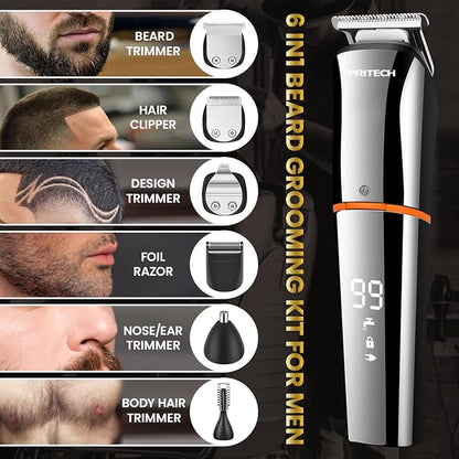 PRITECH Beard Trimmer for Men, 6 in 1 Hair Clippers Kit, Precision Cordless - Image 3