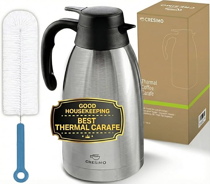 Thermal Coffee Carafe 2L / 68 oz – Updated 2025 Model – Insulated Stainless by Cresimo