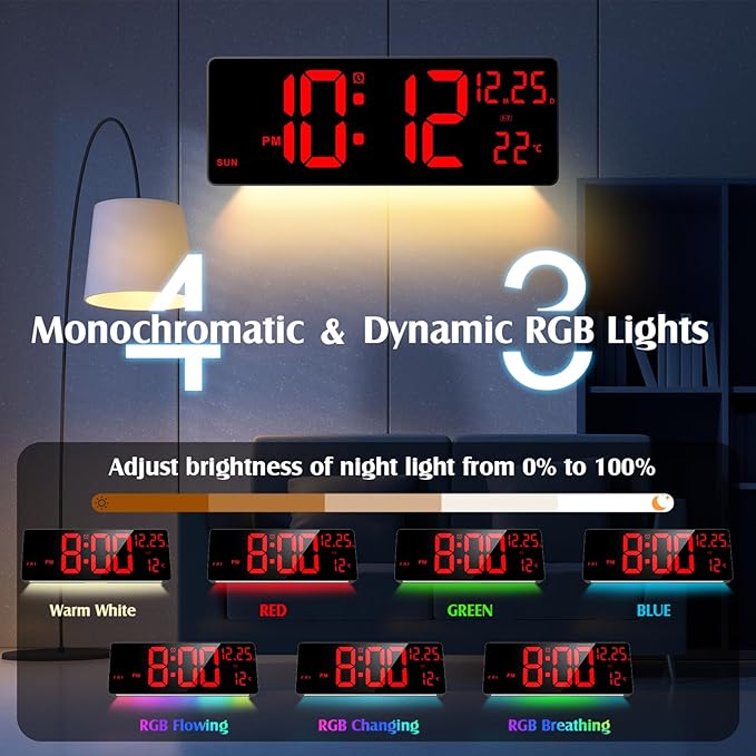 Xflyee 16.5" Large Digital Wall Clock - Image 2