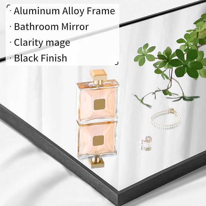 Black Bathroom Mirror for Wall, 72x30 Inch Rectangle Mirrors - Image 6