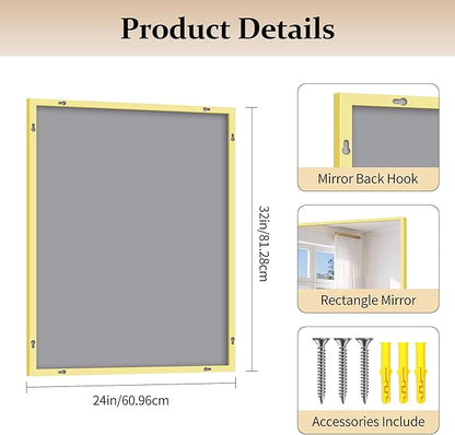 Gold Bathroom Mirror for Wall, 24x32 Inch Rectangle Mirror - Image 5