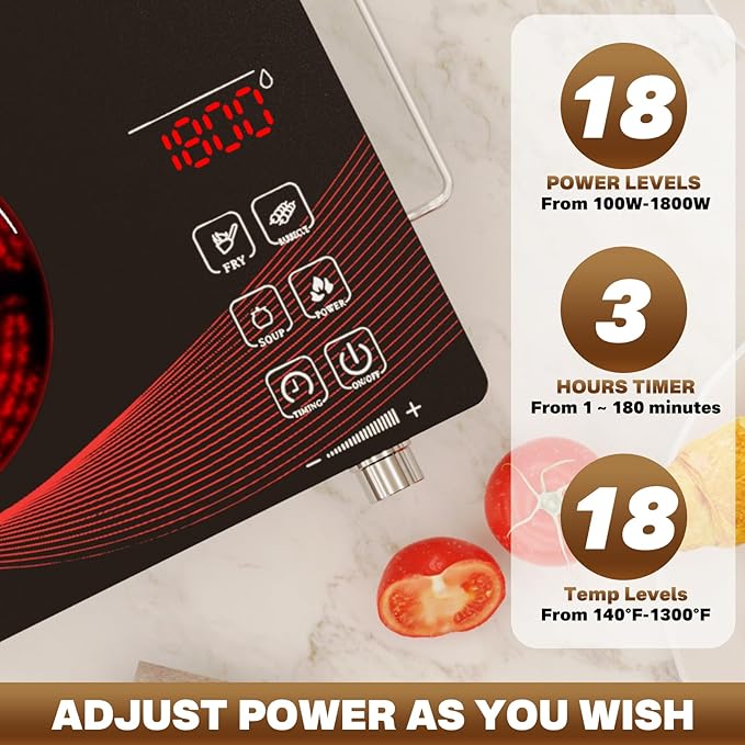 1800W Infrared Hot Plate, Portable Electric Ceramic Cooktop - Image 6