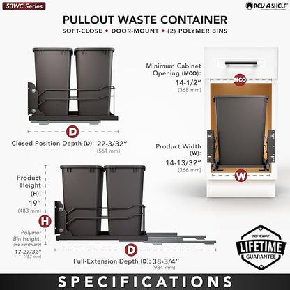 Rev-A-Shelf Double Pullout Trash Cans - Image 4