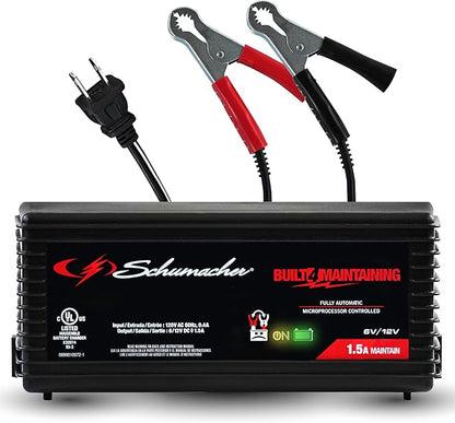 Schumacher Electric 1.5A Car Battery Charger and Maintainer, 3-in-1 Solution by SchumacherElectric