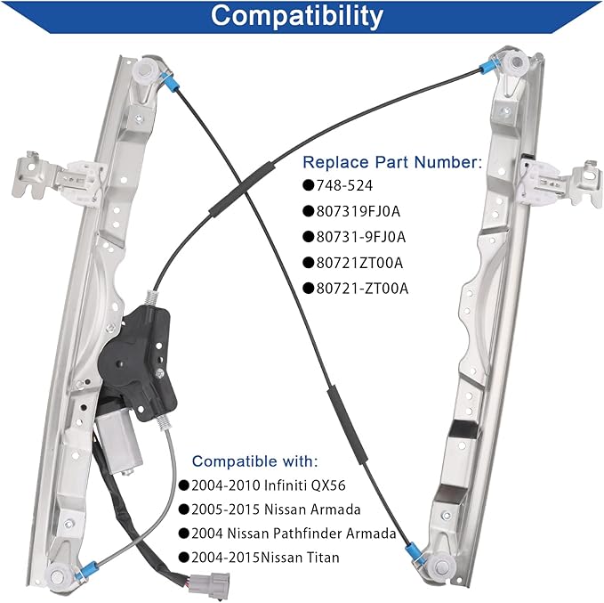 Obaee 748-524 Front Left Driver Side Power Window Lift Regulator - Image 2