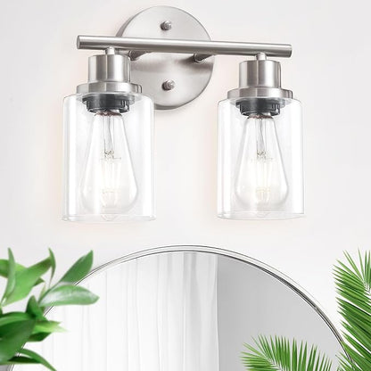 Guliaofo 2-Light E26 Bathroom Light Fixtures, Modern Brushed Nickel Vanity by GuliaofoLights