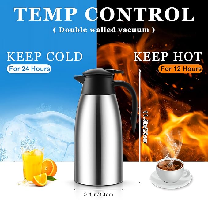 Norme 2 Pcs Thermal Coffee Carafe Insulated Stainless Steel Coffee Carafe - Image 2