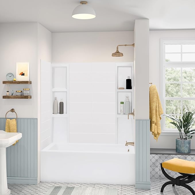 White Acrylic Tub Wall Surround 32"x 60"x 58" - Image 2
