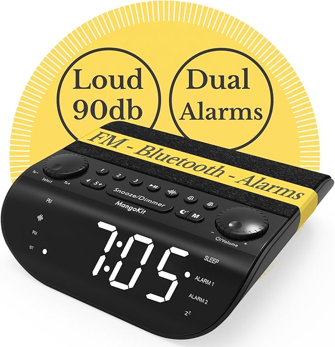 MangoKit FM Radio with Bluetooth 5.3, Dual Alarm Clock - Image 7
