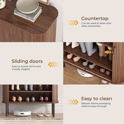 Shoe Storage Cabinet with Adjustable Shelves, 6-Tier Mid-Century Modern Shoe - Image 7