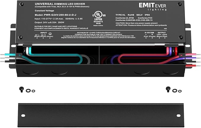 EMITEVER Dimmable Led Driver, 200W AC 110V-277V to DC 24V Transformer, 5-in-1 - Image 2