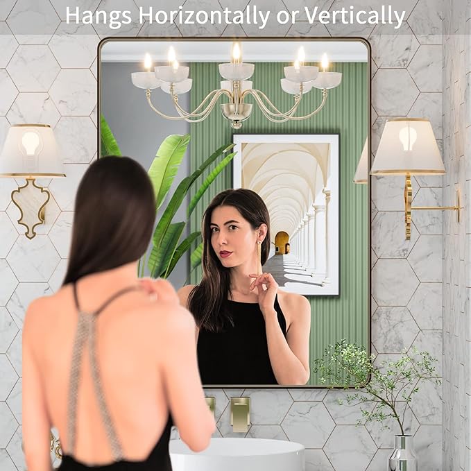 LOAAO 28”X36” Bronze Bathroom Mirrors - Image 2