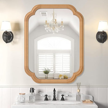 Natural Wood Framed Mirror, 18X24 Inch Bathroom Mirror by FerytangeHome