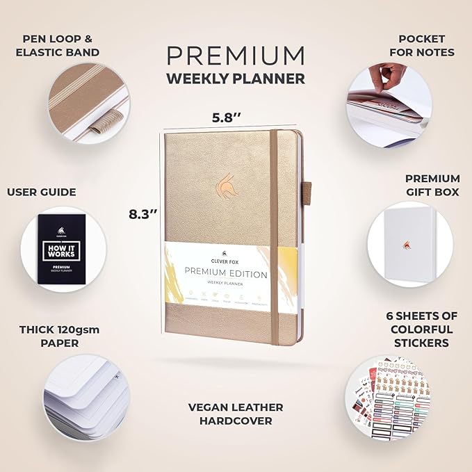 Clever Fox Planner Premium Edition – Undated Luxurious Weekly & Monthly Planner - Image 2