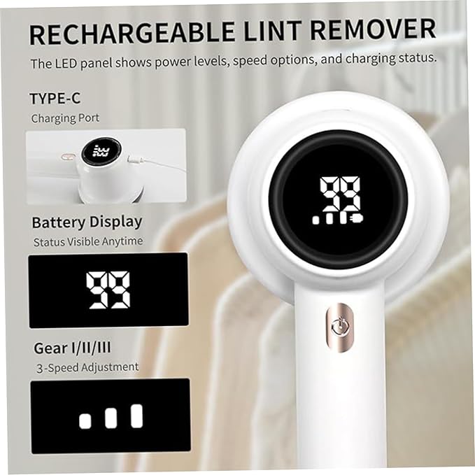 Electric Fabric Shaver with Digital Display, 6-Blade Lint Remover Machine - Image 5