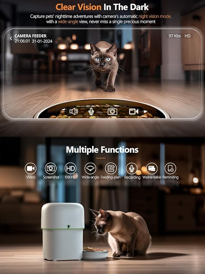 Automatic Cat Feeder with Camera - 5G WiFi Auto Cat Food Dispenser - Image 4