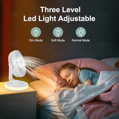 MAWFOZIN Small Desk Fan With Night Light, Auto Oscillating Table Fan With - Image 5