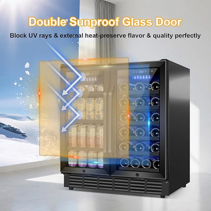 30 Inch Wine and Beverage Refrigerator Black- Dual Zone Beverage Fridge Under - Image 6