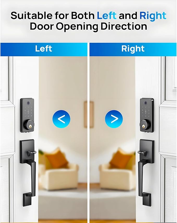 WiFi Smart Keyless Entry Door Lock Set w/Front Door Handle, 0.1s Fingerprint - Image 7