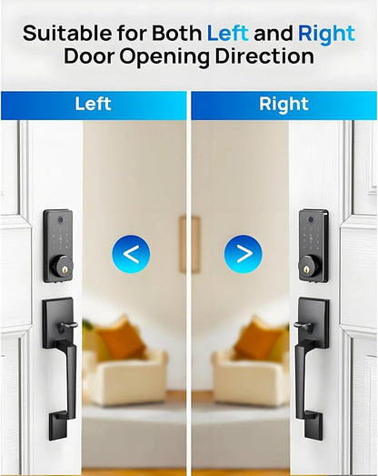 WiFi Smart Keyless Entry Door Lock Set w/Front Door Handle, 0.1s Fingerprint - Image 7