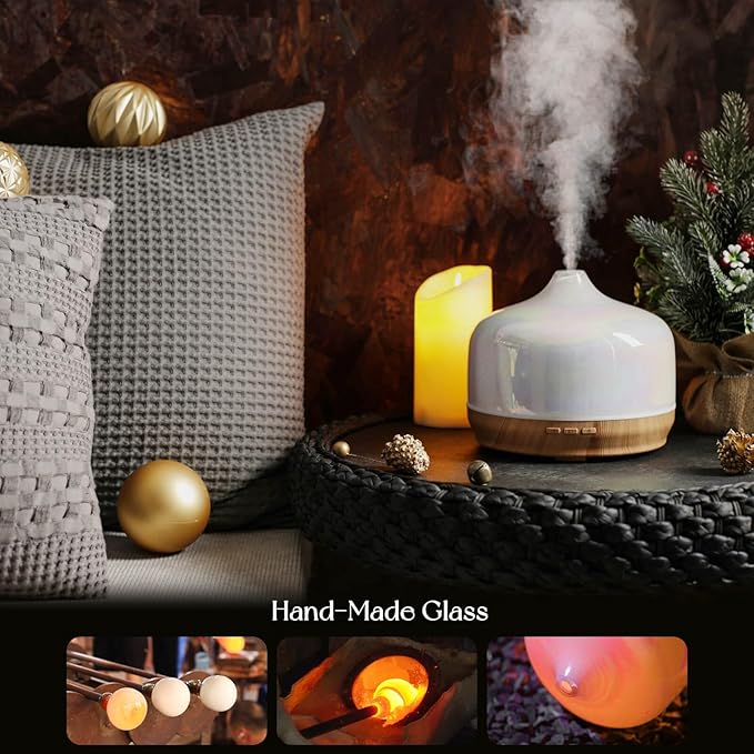 Porseme 500ml Glass Essential Oil Diffuser Aromatherapy Ultrasonic Cool Mist - Image 5
