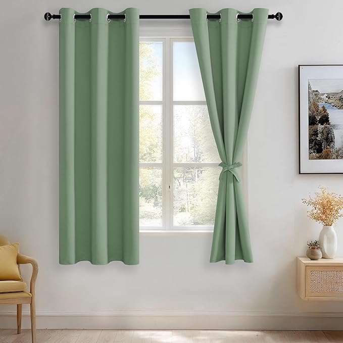 JIUZHEN Light Sage Blackout Curtains by JIUZHEN