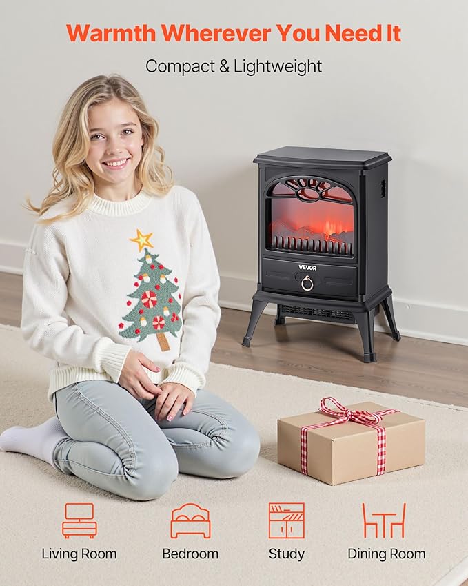 VEVOR 22.8inch Freestanding Fireplaces, 1500W 5120BTU Portable Electric - Image 2