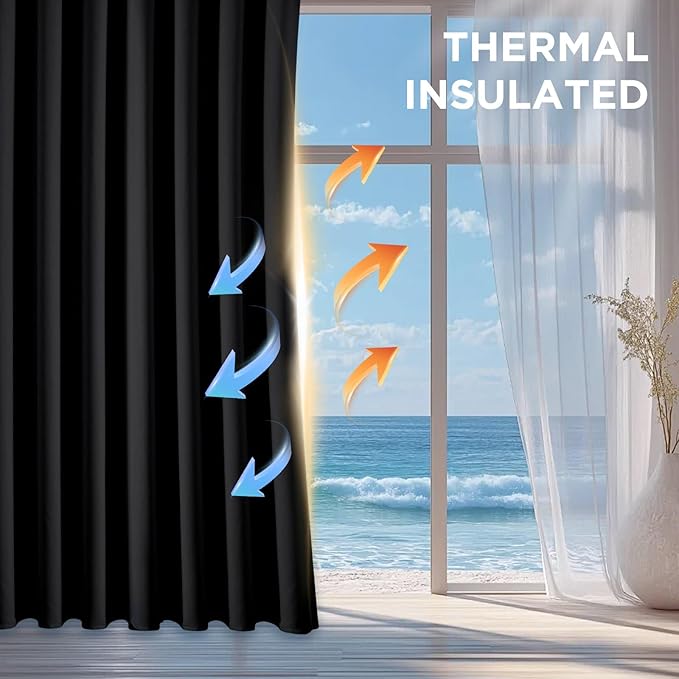CUCRAF Blackout Curtains 96 Inch Length 2 Panels Set, Thermal Insulated - Image 4