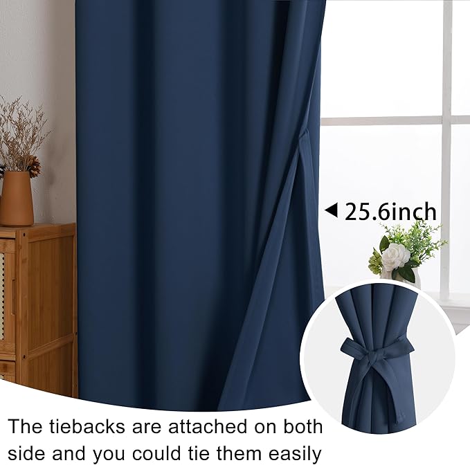 JIUZHEN Navy Blackout Curtains for Bedroom - Image 6