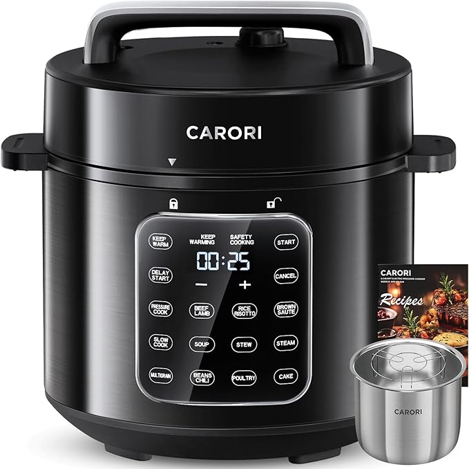 9-in-1 Electric Pressure Cooker 6 Qt, Stainless Steel Inner Pot, Programmable by CARORI