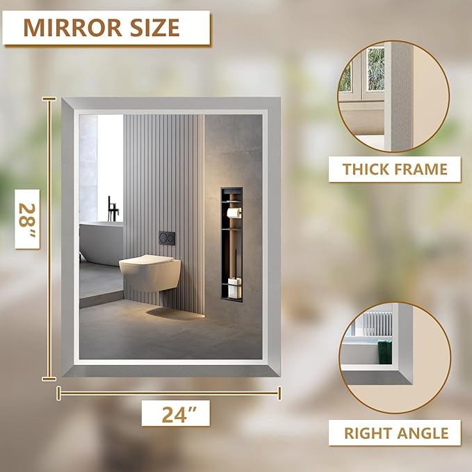 SMIROR Brushed Silver Bathroom Mirror - Image 2