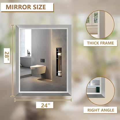 SMIROR Brushed Silver Bathroom Mirror - Image 2