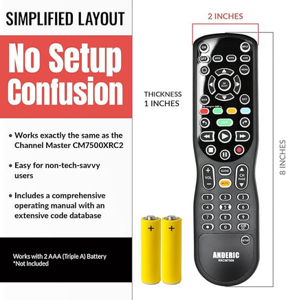 ANDERIC RRCM7500 for Channel Master DVR Remote Control CM7500XRC2 Replacement - Image 8